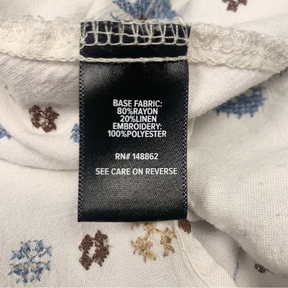 Torrid Embroidered Square Neck Short Sleeve Blouse Beach Linen Blend Sz 28-30 - Picture 6 of 11